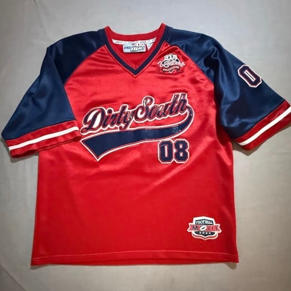 212 Nyc Dirty‎ South 08 Football Jersey Red Mens XL Embroidered Long Sleeve.